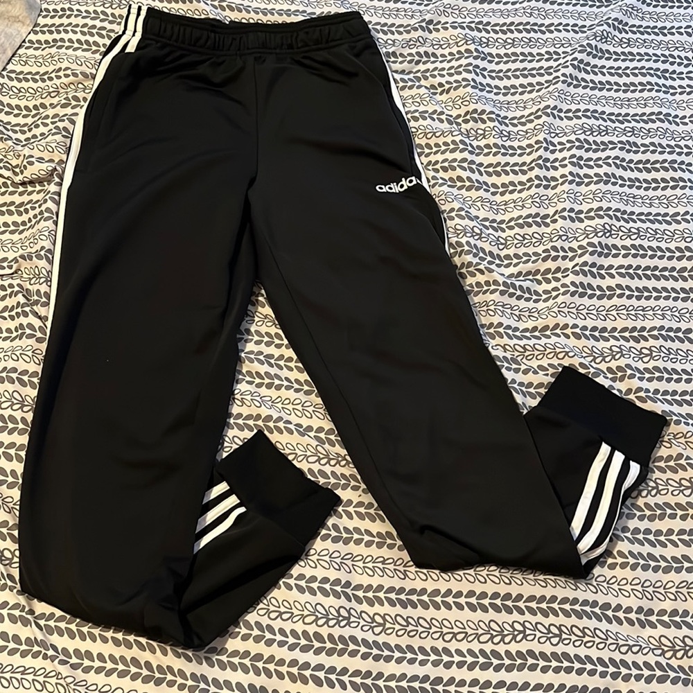 Adidas joggers black with white stripes
